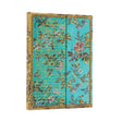 Turkos anteckningsbok Jane Austen Persuasion - Midi Olinjerad Wrap från Paperblanks med blommor och guldfärgat ram.- Tidformera