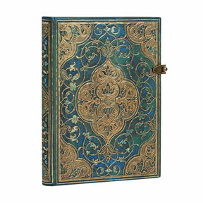 Turkos anteckningsbok Turquoise Chronicles - Midi Linjerad Hård pärm Knäppe från Paperblanks - Tidformera
