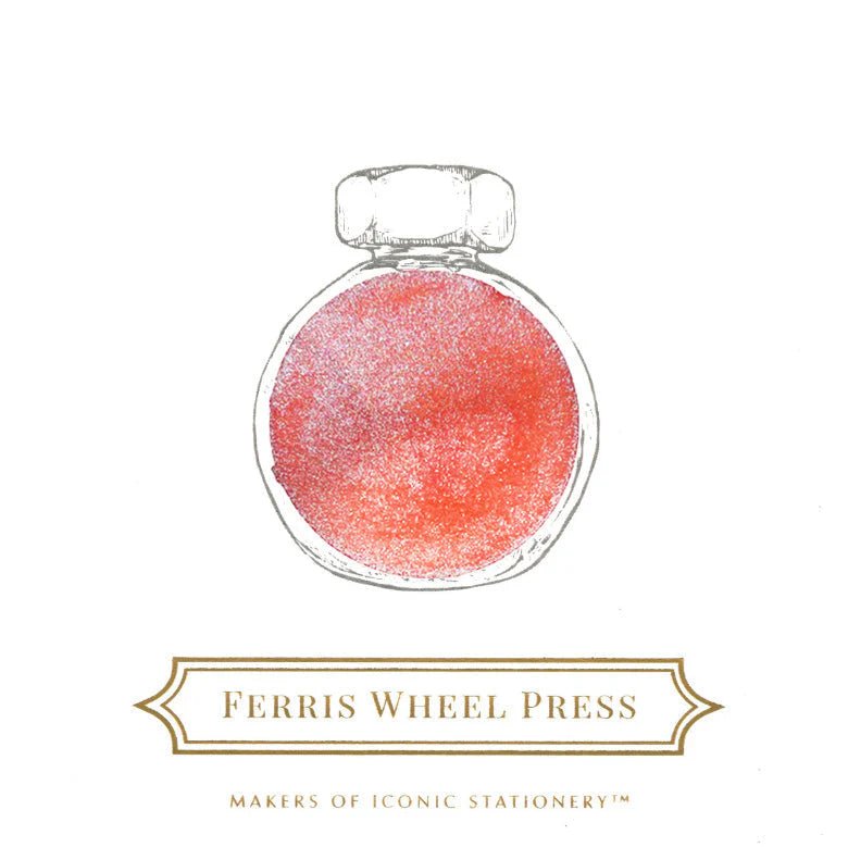 Färgprov på korallfärgad bläck ur Bläckflaska 38 ml - Wonderland In Coral från Ferris Wheel Press - Tidformera