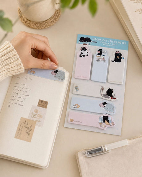 Bookmark Sticky Notes - Mocha cat - 6 designer - 5 - Moonaries illo - Tidformera