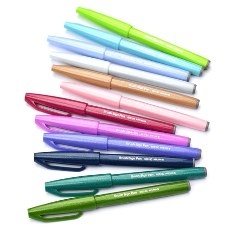 Brush Sign Pen - Fluorescent Blue - 4 - Pentel - Tidformera