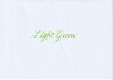 Handskriven text med orden "Light Green" i ljusgrön färg, skriven med Pentel Brush Sign Pen i färgen Light Green.