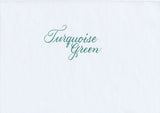 Handskriven text med orden "Turquoise Green" i turkosgrön färg, skriven med Pentel Brush Sign Pen i färgen Turquoise Green.