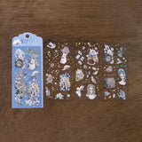 Förpackning med klistermärken med kaniner och kvinnor. Clear stickers IRIDE 3 - pack - Wonderland från BGM - Tidformera