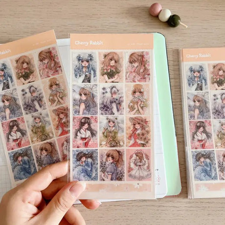 Clear Stickers no. 096 Flower series - 3 - Cherry Rabbit - Tidformera