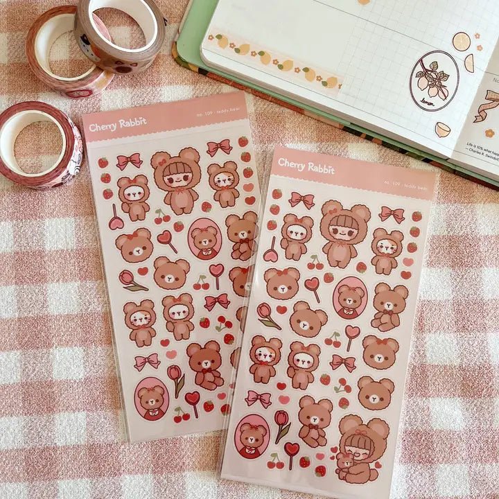 Clear Stickers No. 109 Teddy bear - 4 - Cherry Rabbit - Tidformera