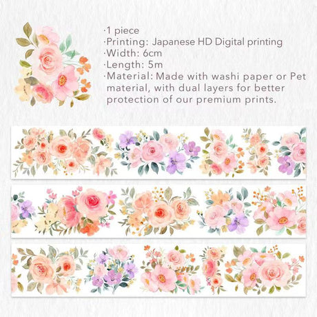 Clear tape Flower Corridor Wide PET Tape - 60 mm - 6 - Washi Tape Shop - Tidformera