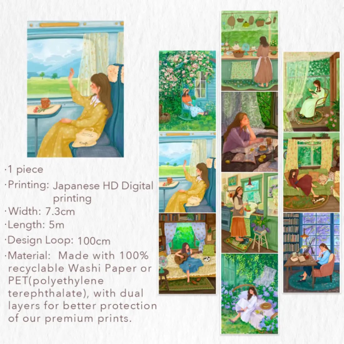Clear Tape - Garden Daydreams - 73 mm - 8 - Washi Tape Shop - Tidformera