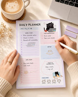 Daily Planner Notepad - Mocha cat - A5 - 2 - Moonaries illo - Tidformera