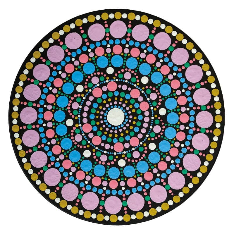 Dot Painting - Mdf - skiva och stencil - 20 cm - Rond - 2 - Aladine - Tidformera