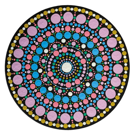 Dot Painting - Mdf - skiva och stencil - 20 cm - Rond - 2 - Aladine - Tidformera