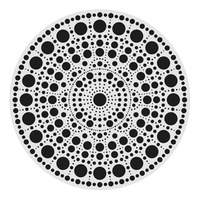 Dot Painting - Mdf - skiva och stencil - 20 cm - Rond - 4 - Aladine - Tidformera