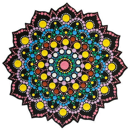 Dot Painting - Mdf - skiva och stencil - 20 cm - Soleil - 2 - Aladine - Tidformera