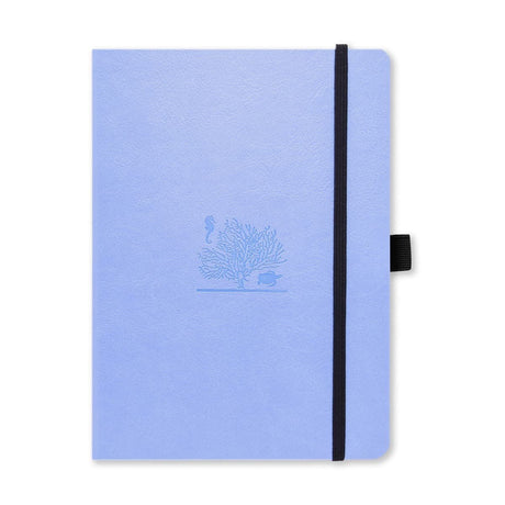 Dotted notebook Earth Collection - Sky Blue Great Barrier Reef från Dingbats* - Ljusblå anteckningsbok med svart gummiband för stängning samt pennhållare. - Tidformera