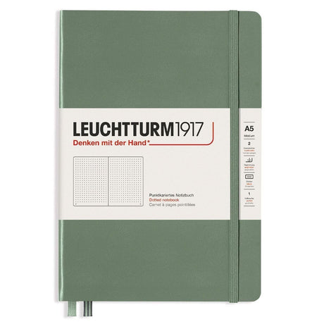 Dotted notebook Lt A5 Hård pärm Olive från Leuchtturm1917 - Olivgrön anteckningsbok - Tidformera