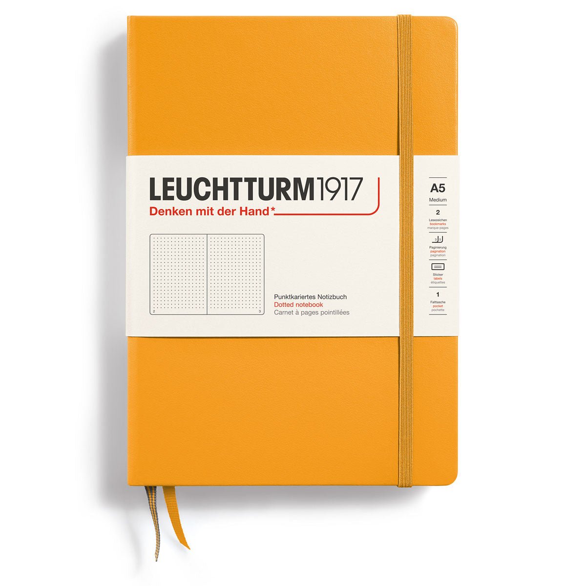 Dotted notebook Lt A5 Hård pärm Rising Sun från Leuchtturm1917 - Gul anteckningsbok - Tidformera