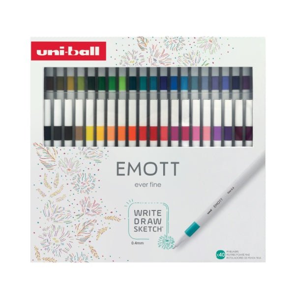 Emott ever fine Fineliner 40 - set - Ny design på förpackning - Uni Mitsubishi Pencil - Tidformera