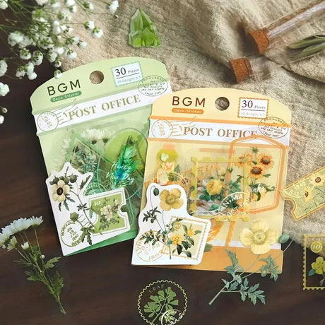 Flake stickers Clear Garden Post Office - Green - 3 - BGM - Tidformera