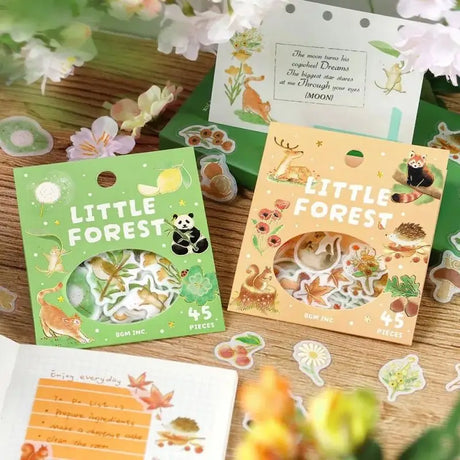 Flake stickers Little Forest - Green - 6 - BGM - Tidformera