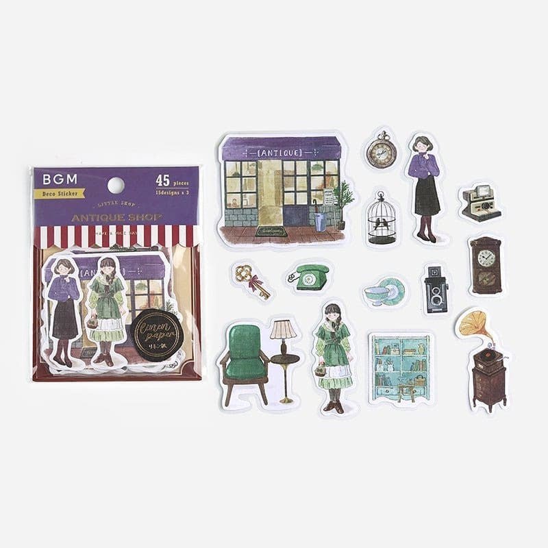Flake stickers Little Shop - Antique - 3 - BGM - Tidformera