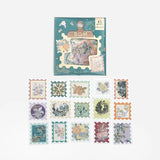 Flake stickers Post Office - Blossom från BGM. Förpackning med klistermärken. Bredvid ligger stickers utformade som frimärken med motiv med blommor. - Tidformera