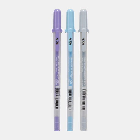 Gelly roll Gelpenna 3 - pack - Calm från Sakura. Tre pennor i färgerna lila, ljusblå och ljusgrå.  - Tidformera