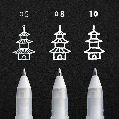 Gelly roll Gelpenna Vit i storlek 05, 08 och 10 från Sakura - Tidformera