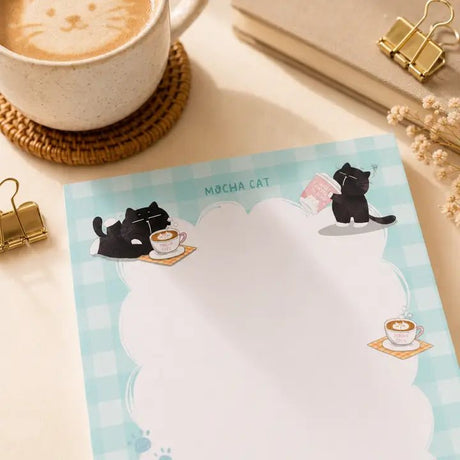 Illustrated Notepad - Mocha cat - A6 - 6 - Moonaries illo - Tidformera