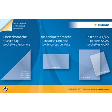 Istoppsfickor Triangel 14 x 14 - Självhäftande plastficka 4 st - 2 - Herma - Tidformera