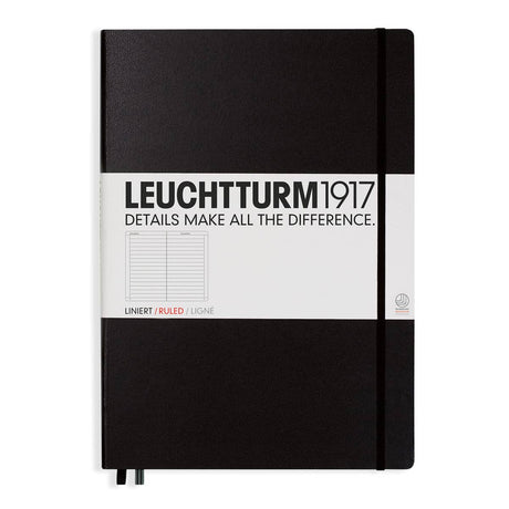 Linjerad skrivbok Lt A4+ Master Black från Leuchtturm1917 - Svart anteckningsbok - Tidformera