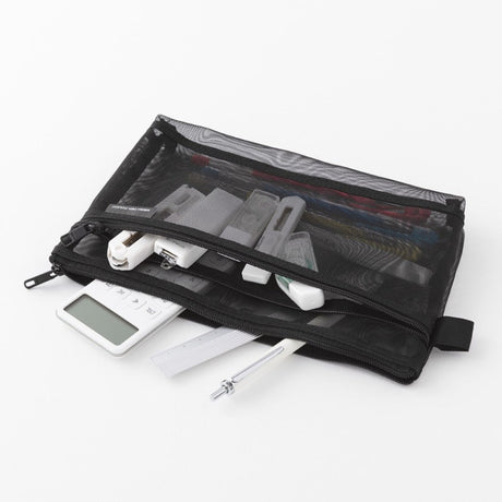 Mesh Pen Pouch - Black - 2 - Midori - Tidformera