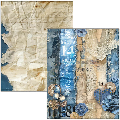 Mixed media book - Urban blue denim - 6 - Ciao Bella - Tidformera