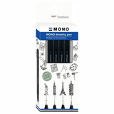 Mono drawing pen Fineliner 4 - pack Svart Fine - 1 - Tombow - Tidformera