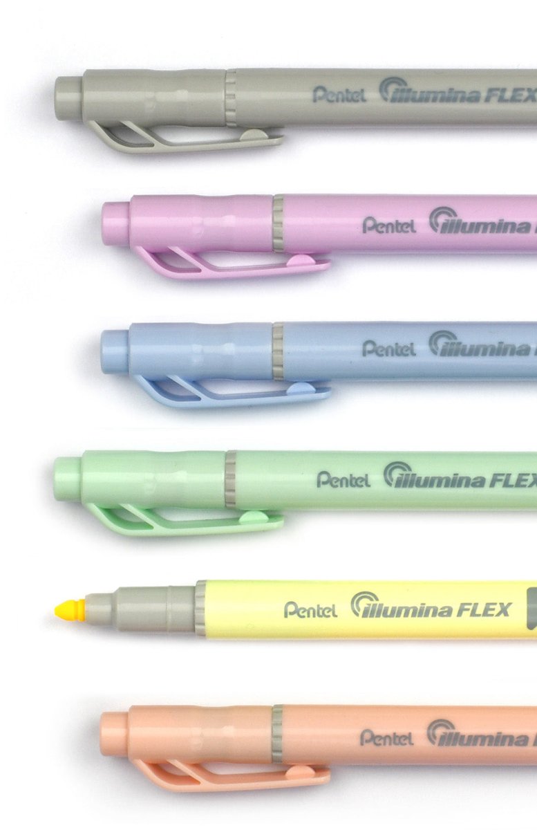 Överstrykningspennor - Illumina Flex Pastel set 6 - pack - 2 - Pentel - Tidformera