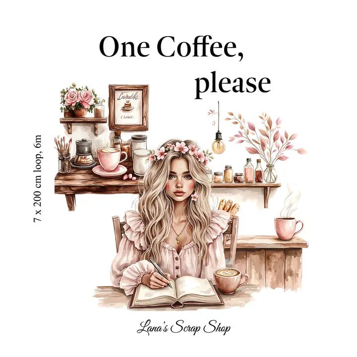 Pet Tape - Lana - 70 mm - One Coffee, Please - 2 - Lana's Scrap Shop - Tidformera