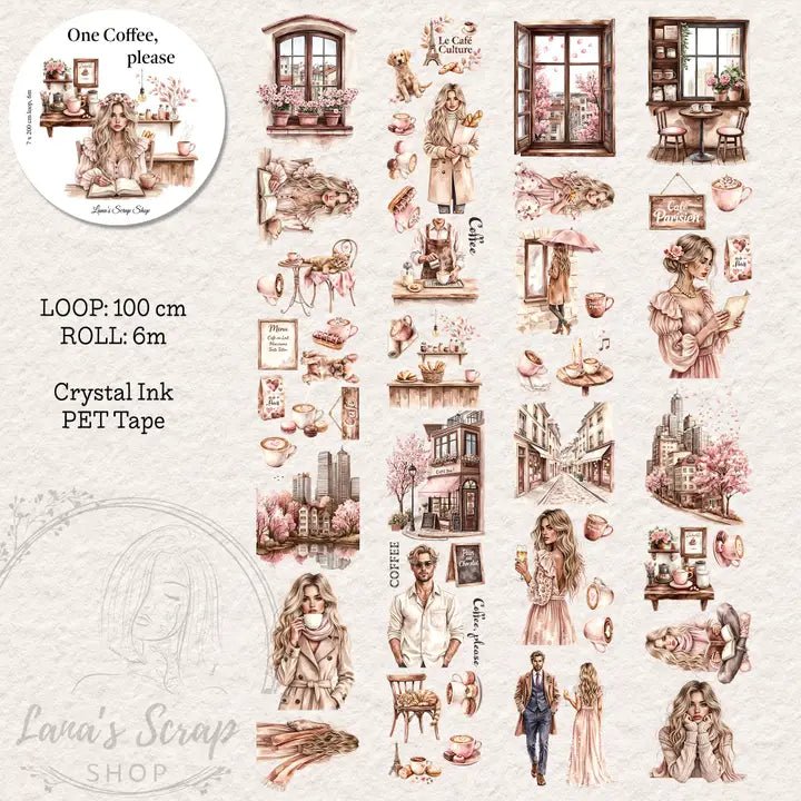 Pet Tape - Lana - 70 mm - One Coffee, Please - 1 - Lana's Scrap Shop - Tidformera