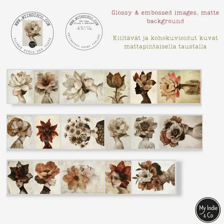 Pet Tape - MIC - Flower Girls Glossy & Embossed 60 mm - 6 - MIC & MIM Premium Paper Shop - Tidformera