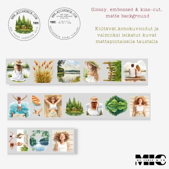 Pet Tape Pre - cut - MIC - Lakeside Days 3D Glossy 70 mm - 8 - MIC & MIM Premium Paper Shop - Tidformera