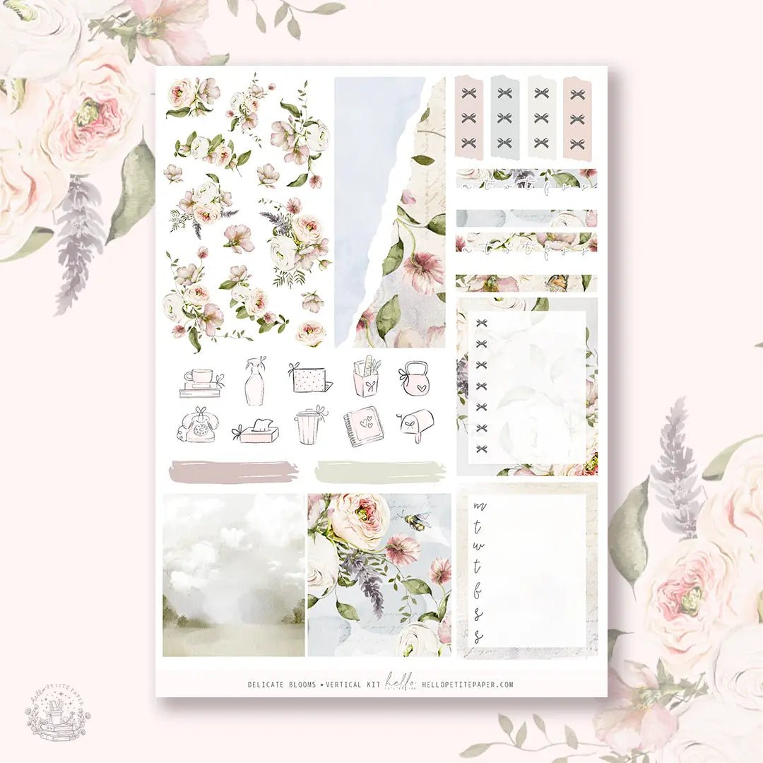 Planner Sticker Kit - Delicate Blooms - 2 - Hello Petite Paper - Tidformera