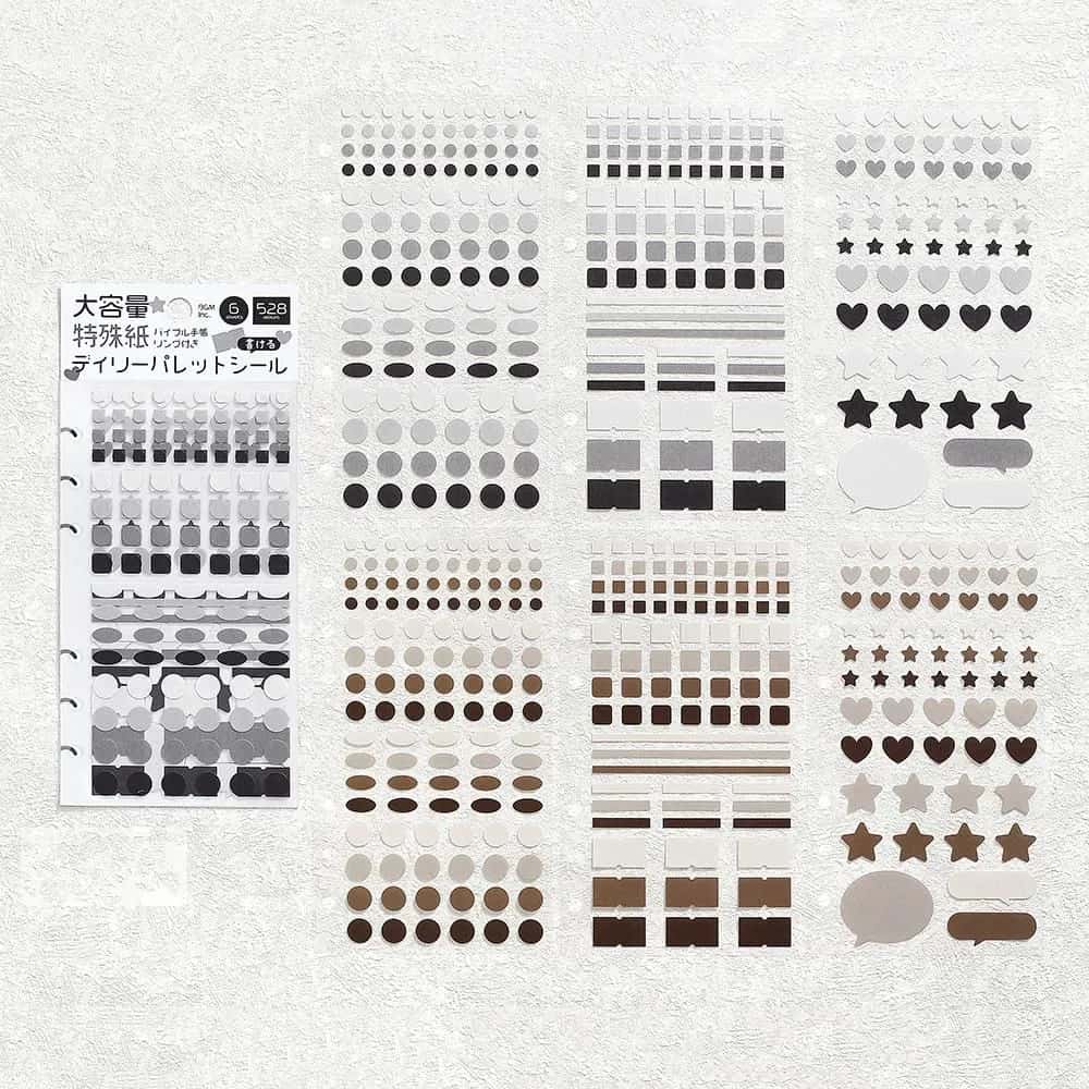 Planner Stickers Sheet - Daily Palette - Dark - 2 - BGM - Tidformera