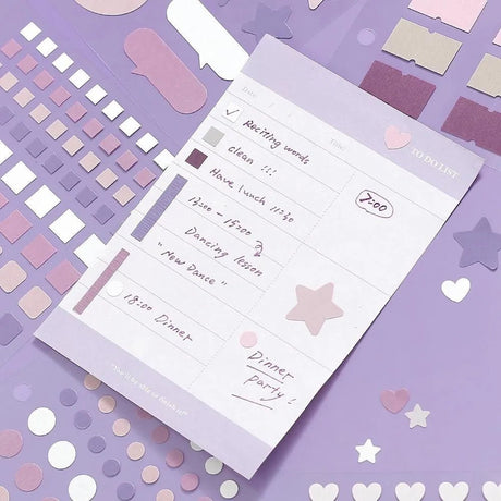 Planner Stickers Sheet - Daily Palette - Lilac - 5 - BGM - Tidformera
