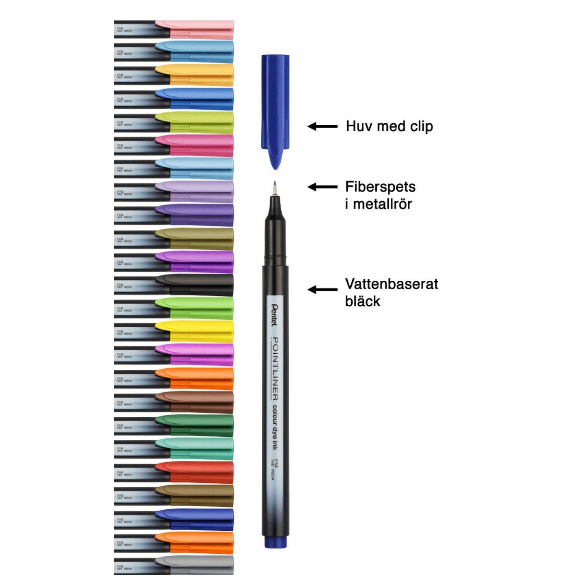 Pointliner Colour Fineliner - Royal Purple - 3 - Pentel - Tidformera