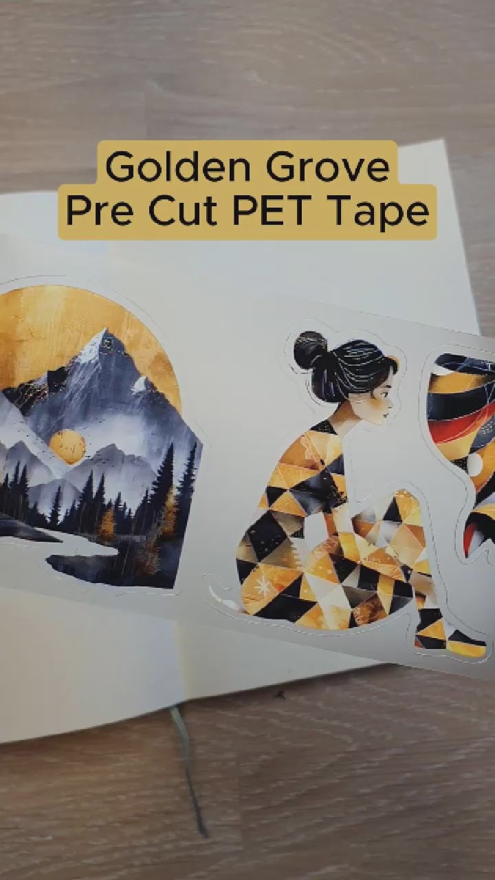 Tidformera visar motiven på Golden Grove Pe-cut PET tape från Mic & Mim.