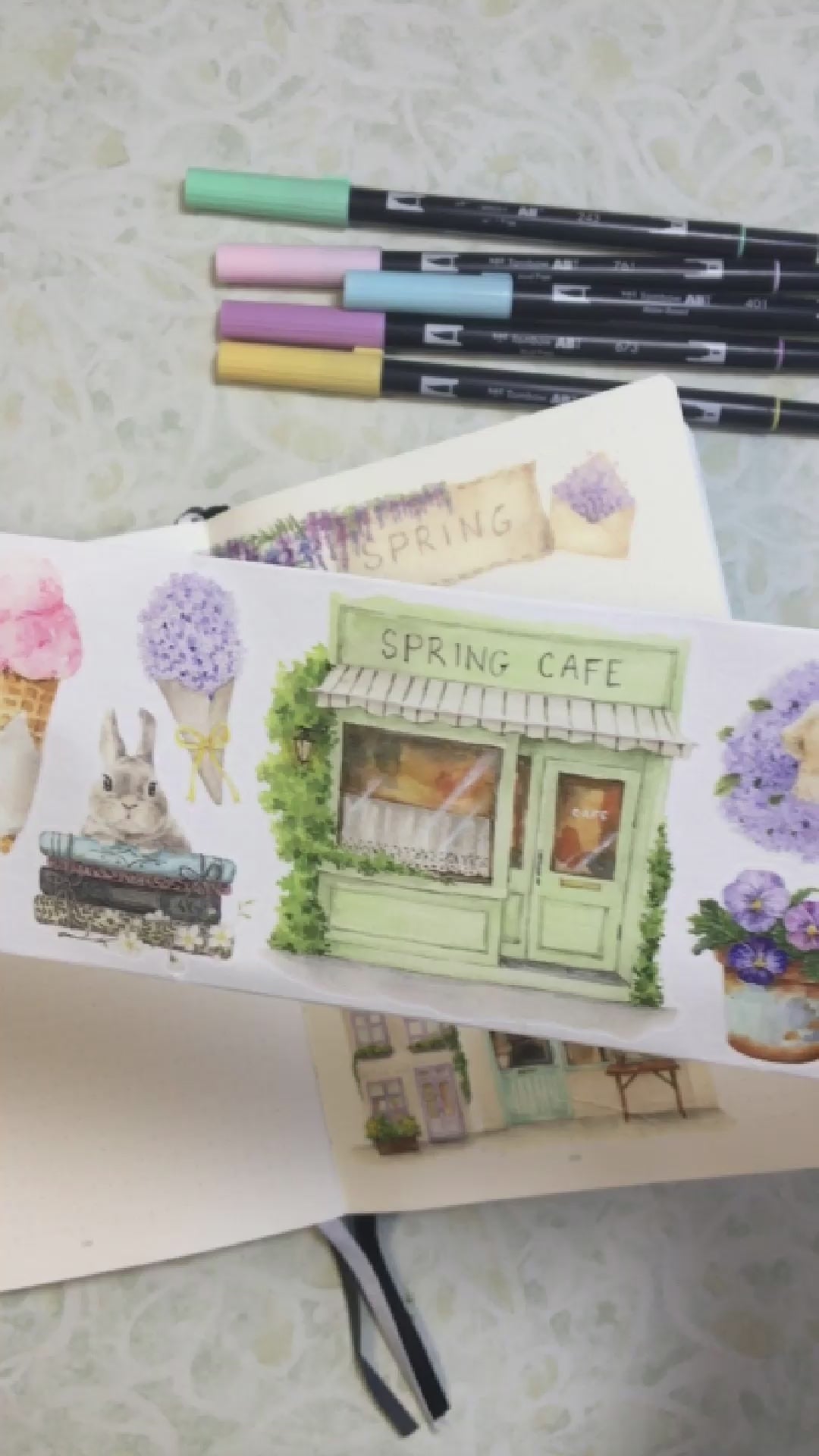 Video som visar Spring Cafe Pre-cut washi fån The Washi Tape Shop