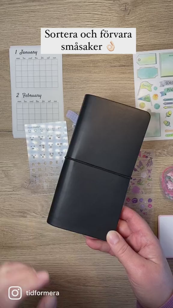 Video - Vi sorterar in stickers och små stenciler i Hightide arkivmapp. Tidformera