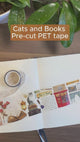 Video som visar motiven i Cats and Books pre-cut pet tape. Tidformera