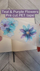 Tidformera visar motiven på Teal & Purple flowers Pre-cut PET tape från Mic & Mim.