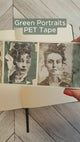 Tidformera visar vintage porträtten i gröna nyanser som är motiven på Green Portraits PET tape från Mic & Mim.