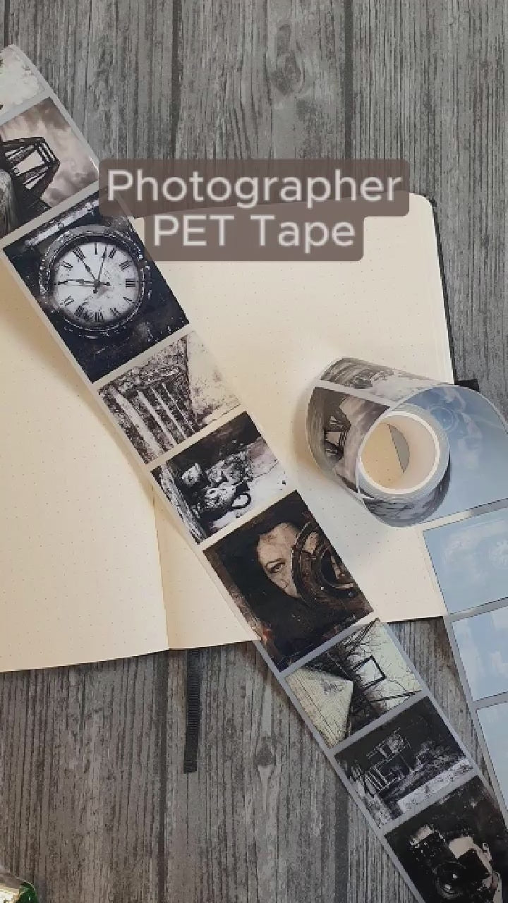 Tidformera visar de vintage motiven på Photographer PET tape från Mic & Mim.