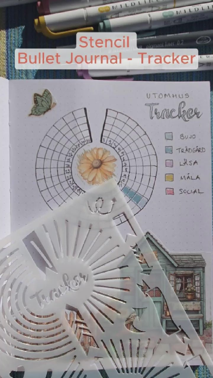 Video där vi använder stencilen till att göra en tracker i en Bullet Journal. Tidformera